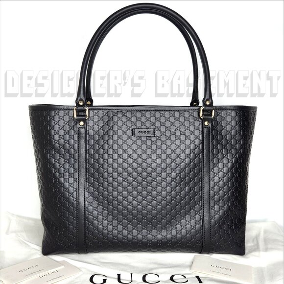 GUCCI black MICRO GUCCISSIMA leather magnetic snap top TOTE 449647 shoulder bag - Picture 1 of 8